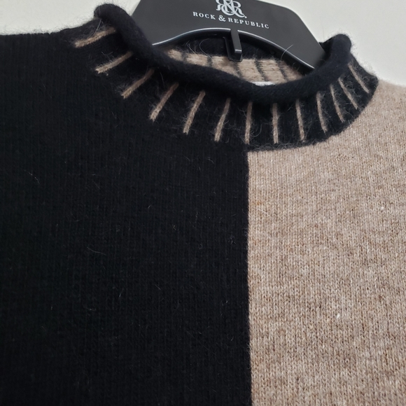 Size Small Wool/Fur Mockneck Sweater Black/Brown Valerie Stevens Furblend - Picture 3 of 8